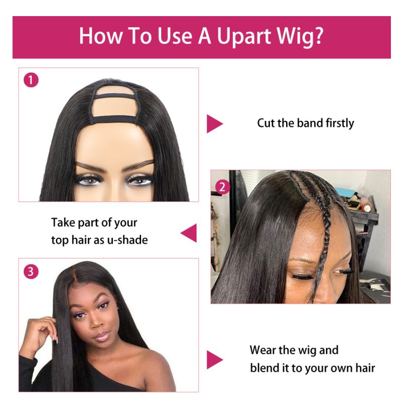 Glueless Deep Wave U Part Wigs 100% Human Hair - 图片 3